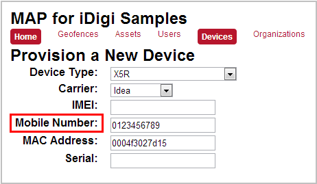 Provision Mobile Number